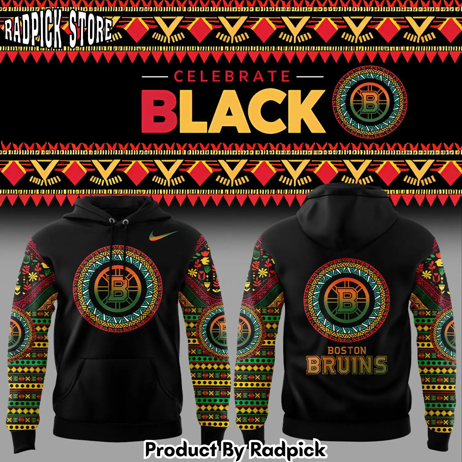 Boston bruins black history month black hoodie joggers hoodie and long pants set rp291907